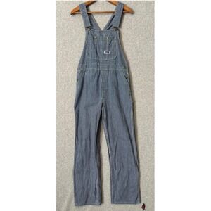 Vintage Big Smith Mens 33x31 Bib Overalls Hickory Stripe Made in USA Blue White